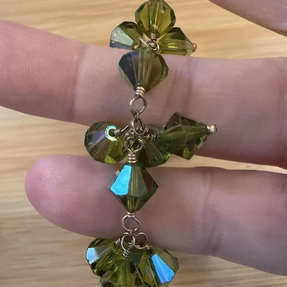 GREEN CRYSTAL BEAD BRACELET UNBRANDED￼VIN